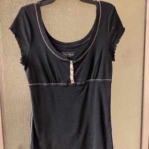 Victoria Secret Tee Shop M Medium Black Short Top